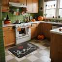 Halloween Bath Mat, Thin Halloween Bathroom Rug Non Slip Quick Dry Skeleton Bath Mat Fits Under Door Thin Floor Mat Halloween Decor, 17''x30'', Skull Treat or Trick Black (1'5" x 2'6" (Rectangular))
