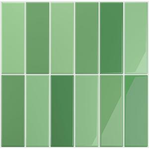 VEELIKE 12 Sheet Green Peel and Stick Backsplash for Kitchen Straight Linear Subway Stick on Back Splash Tiles Waterproof Renter Friendly Backsplash Ceramic Tile Stickers for Bathroom Kitchen RV