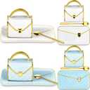 Zubebe 2 Sets Coffee Mug Elegant Handbag Shaped Cup Mother's Day Modern Ceramic Purse Mug with Spoon and Saucer, 10oz Cute Creative Tea Cup for Woman Girls Gift (White,Blue)