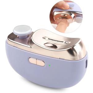 Electric Nail Clipper - 3in1 Baby Nail Trimmer Electric for Finger, Automatic Electric Nail Clipper with Polishing, Gift for Adult and for Senior, Purple