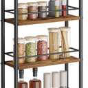 Slim Storage Cart, 4-Tier Small Rolling Cart with Wheels, 5.9" Deep, Narrow Bathroom Shelf Trolley for Kitchen, Bathroom, Laundry Room, Rustic Brown Standard 4-Tier (5.9" W x 33.6" H)