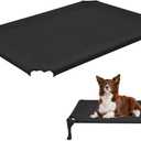 Veehoo Cooling Elevated Dog Bed, Outdoor Portable Raised Dog Cot Replacement Cover, Pet Hammock, Breathable Mesh Washable, Black  27x40 & Brown Cover