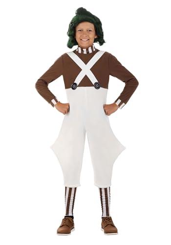 Fun Costumes Willy Wonka Oompa Loompa Outfit for Kids, Chocolate Factory Worker Uniform Overalls Halloween Outfit Small