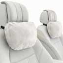 2PCS Car Pillow for Car Neck Pillow for Driving Seat Neck Support Soft Cushion Back Support Head-Rests for Vehicle Sleeping with Elastic Adjustment Strap (Beige, Head)