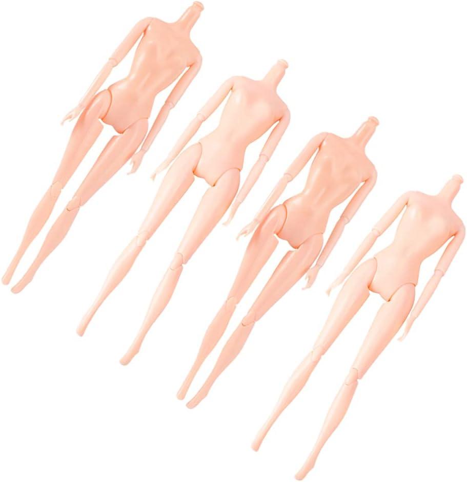 4Pcs Plastic Flexible Rotation 12 Moveable Joints Doll Toy Rotatable Nude Doll Body Toy Female Figure Naked Body Dolls for DIY Dolls