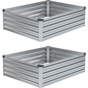 4x3x1ft(2 Pack) Galvanized Raised Garden Bed,Outdoor Planter Box Metal Patio Kit Planting Bed for Vegetables Flowers Herb,Silver