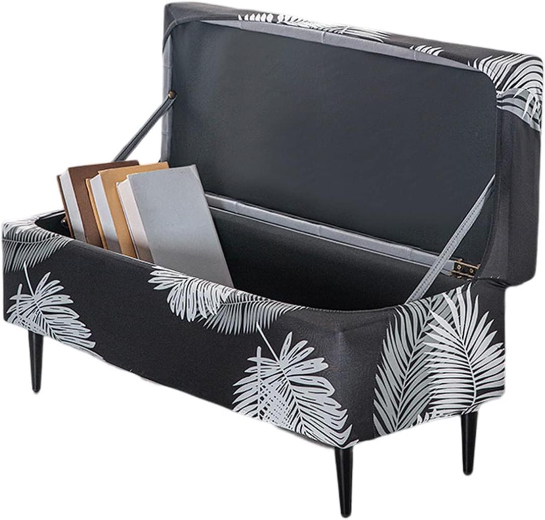 FUANGUI Ottoman Cover Stretch Storage Ottoman Bench Slipcover Printed Folding Storage Bench Ottoman Cover Footrest Stool Slipcover Footstool Protector Cover with Elastic Bottom, Large