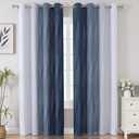Estelar Textiler Navy Blue and Greyish White Blackout Curtains for Bedroom 84 Inches Long, Full Room Darkening Grommet Curtains for Living Room,Thermal Insulated Ombre Drapes,52Wx84L,2 Panels