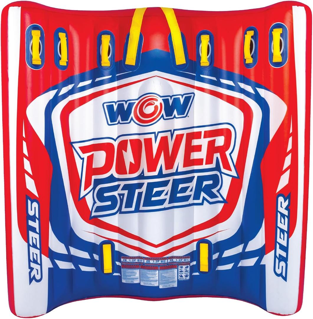WOW Sports Power Steer Towable Tube - 1-3 Person - 510 lb Capacity - Steerable - For Boating - Youth & Adults