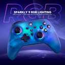 ECHTPower Pro Controller for Switch/PC/iOS/Android, 1000mAh Wireless Gaming Controller With 9 Color RGB Light, Macro Buttons, 6 Axis Gyro, Dual Vibration, Turbo, Blue 