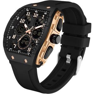 findtime Watches for Men Relojes para Hombres Wristwatch with Digital Analog Dual Time Display Countdown Stopwatch Punk Cool Design 5ATM Waterproof Mens Watch
