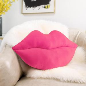 AELS 3D Large Lips Throw Pillows, Soft Decorative Love Pillows, Velvet Cute Pillow, 24 x 12 inches for Couch, Sofa, Bed, Living Room, Bedroom, Vivid Pink