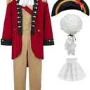 aicoaub Mens George Washington Costume Founding Father Costume Adult Hamilton Colonial Revolutionary War Outfit with Wig Hat XL