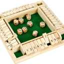 1-4 Players Shut The Box Dice Game, Traditional Wooden Pub Bar Board Game, Family Classics Tabletop Version Games for Classroom, Party, or Pub