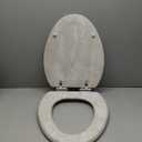 Toilet Seat, Slow Close, Premium Moulded Wood, Quick Release, Marble Gray, PIKLiDS, Laminated Woodgrain Finish (Round)