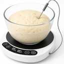 Pro 2026 Larger Sourdough Starter and Dough Warmer Upgraded with Real-Time Dough Probe, Dual-Temp Display, 70-110F Precision Control, 24H Timer Game Changer for Home Bakers White Wood