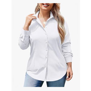 IN'VOLAND Women's Plus Size Button Down Shirts Long Sleeve Collared Casual Shirt Office Work Blouse Tops, Size XL