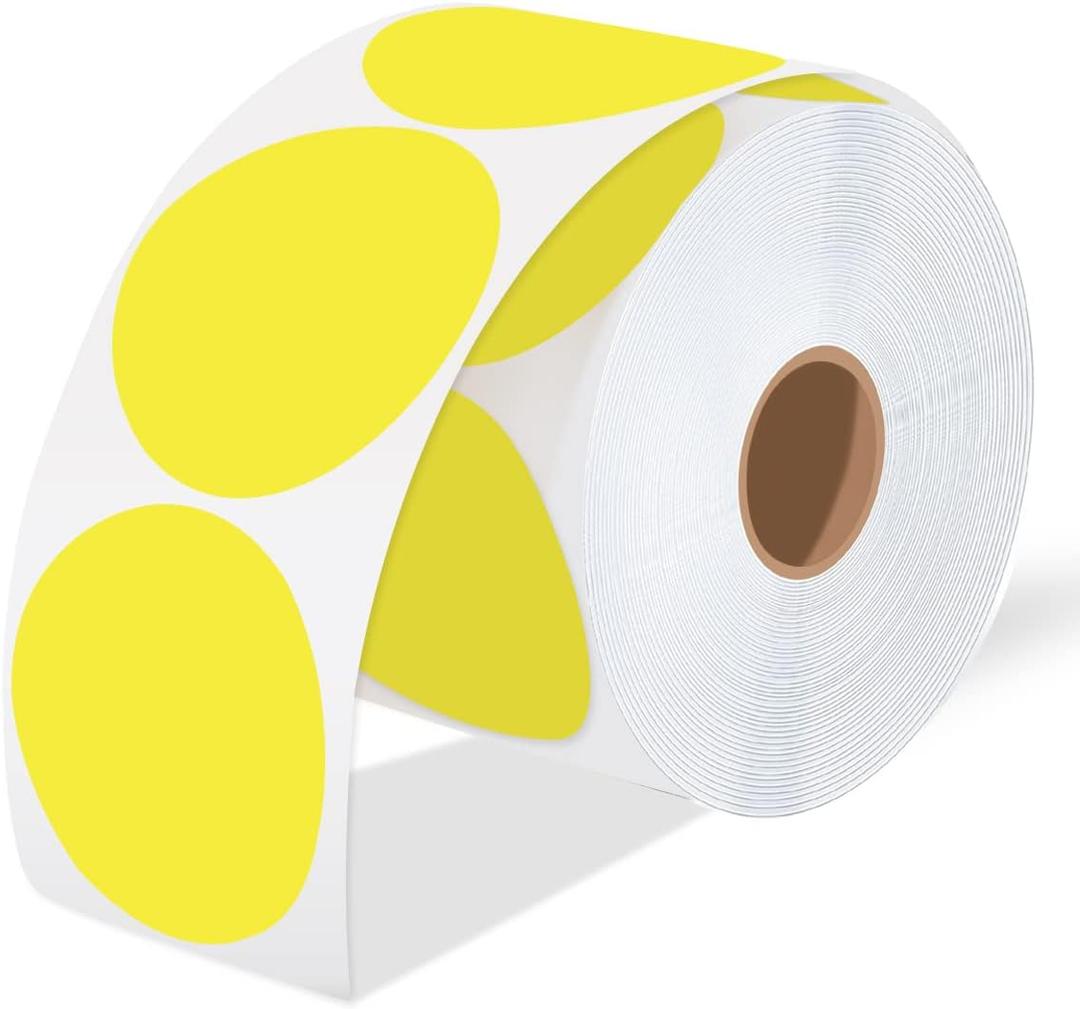 iEager 3 Inch Circle Thermal Sticker Labels, Self-Adhesive Round Direct Thermal Label, Multi-Purpose Roll Thermal Stickers, 500 Labels, Yellow