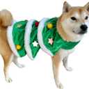 ComfyCamper Dog Christmas Tree Cape Xmas Costume - Xmass Gift White Snowman Holiday Outfit Clothes Accessories, M (Green)