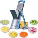 ONCE FOR ALL Upgrade Safe Mandoline Slicer Plus, Biger Size, Adjustable Vegetable Food Chopper Potato Fries Cutter, Detachable Blade, Kitchen Chopping Artifact, Gift (SkyBlue) (Gray)