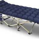 YELLOW JACKET Camping Cot with Mattress for Adults, Folding Sleeping Cot 600lbs Max Load, Portable Camping Cot with Carry Bag, 28" Wide Cot for Camping, Home,Office,Travel (Blue), 75 inches x 28 inches x 15.4 inches