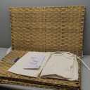 GREENSTELL Storage Basket with Lid, 42.3 Gallon(160L) Lagre Wicker Blanket Storage Basket with Handles, Foldable, 2 Removable Liner Bags, Metal Frame, for Bedroom, Laundry Room, Brown,30"*18.1"*18.1" (Natural)