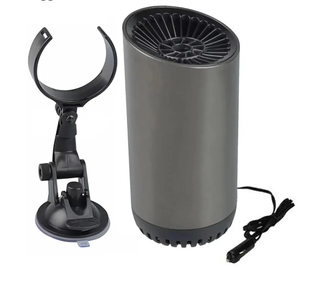 HIGH QUA Car Heater, 2-in-1 Heating & Cooling 12V 200W Portable 360° Rotation Defroster Defogger with Suction Holder, Black