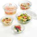 Glass Food Storage Containers with Lids, 5-Piece Nesting Bowl Set, Microwave Safe Bakeware Serving, Cooking, Microwave and Dishwasher Safe Bakeware-0.7L+1L+1.5L+2L+2.5L
