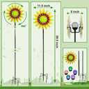 Decorative Metal Garden Daisy-Style Rotator, Decorative Garden Post, Daisy-Style Sculpture Courtyard. Outdoor Courtyard Art. (Yellow) (Yellow, Orange, Green)