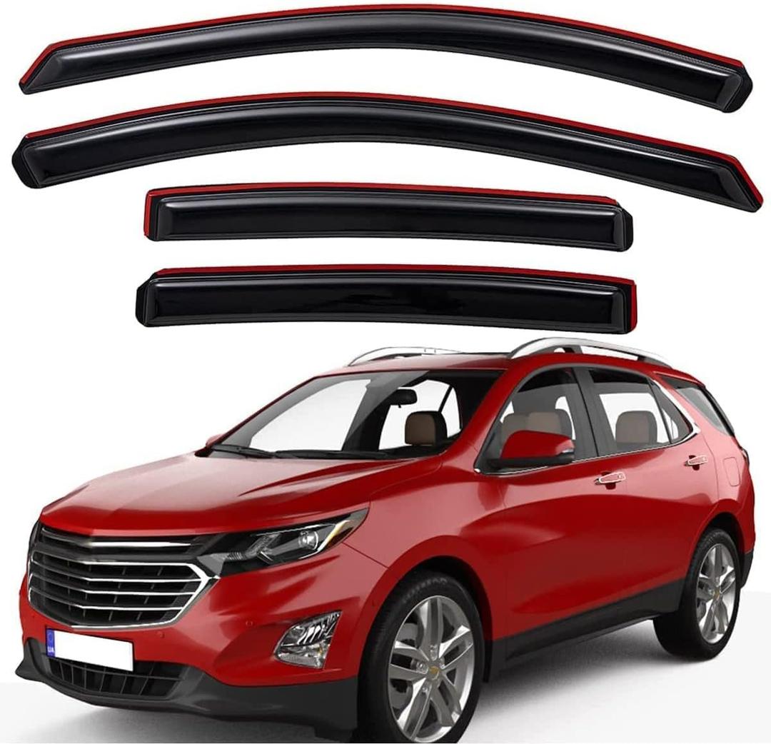 Lightronic Extra Durable Clip-on in-Channel Auto Vent Window Visor, Fits 2018-2024 Chevrolet Equinox, UV Protection Rain Guard, Original Wind Deflector, No-Drill Easy Install, Dark Smoke, 4-Pcs