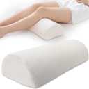Half Moon Bolster Knee Pillow, Back Pain Relief Memory Foam Leg Pillow, Semi Roll Round Lumbar Leg Wedge for Side Sleepers - Reducing Head Neck Spine Hip Pressure - L (20.5" x 8" x 4.5", White)