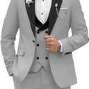 Wangyue Men's Tuxedo Suit 3 Piece Slim Fit Suit for Men Tuxedo for Men Wedding Party Dinner Prom (Large)