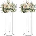 2 Pack 32'' Tall 10'' Dia. Clear Flower Stand Round Wedding Decoration Table Centerpiece Acrylic Floor Vase Decorative Column Props for Floral Arrangement Event Party Decor