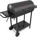 Double Charcoal Barrel Grill with Two Side Shelf, Stainless Steel Heavy Duty Grill For Outdoor Camping Backyard Picnic Party