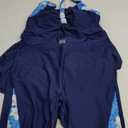 Hanna Nikole Women's Plus Size Tankini Swimsuits Two Piece Bathing Suit Flowy Rash Guard Swimwear with Capris Shorts, Navy & Blue Flowers, XL