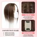 Real Human Hair Topper for Women, Clip in Short 8Inch Dark Brown Hair Topper with Real Scalp, Small Lightweight Secure Hold Topper for Thinning Hair/Receding Hairline, Seamless Blend Daily Wear