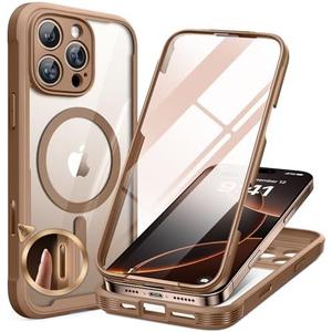Miracase for iPhone 16 Pro Max Case 6.9'', [Bubble Free] Full-Body Bumper Phone case with Built-in Full Glass Screen&Camera Control, Compatible with MagSafe, Drop Proof 16 Pro Max Cover, Desert Brown
