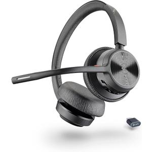 Poly Voyager 4320 UC Wireless Headset, Bluetooth Headphones with Mic - Noise-Canceling Boom Mic - Connect to PC via USB-C to USB-A Adapter, Cell Phone via Bluetooth - Microsoft Teams Certified
