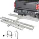 Dual Motorcycle Hitch Carrier, Lightweight Robust Aluminum Dirt Bike Hitch Carrier with 4.4FT Longer Ramp, Fits 2" Receiver, 5.5" Wide Tire