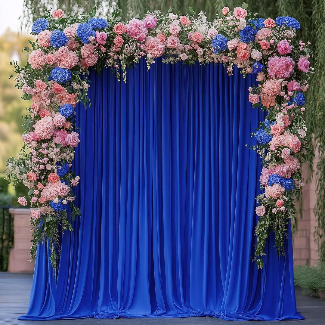 Wokceer Royal Blue Backdrop Curtain for Parties 10x8FT Photo Backdrop Drapes for Wedding Party Curtain Backdrop for Photoshoot Baby Shower Birthday Photography Background 2 Panels 5x8FT