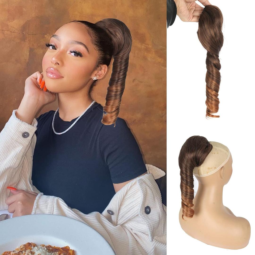 Oseti Short Curly Hair Extensions Spiral Curl Drawstring Ponytail for Black Women 14inch Ombre Brown Blonde Ponytail Extension Ringlet T4/30# Pony Tails Clip in Synthetic Hairpieces for Women Oseti Short Curly Hair Extensions Spiral Curl Drawstring Ponytail for Black Women 14inch Ombre Brown Blonde Ponytail Extension Ringlet T4/30# Pony Tails Clip in Synthetic Hairpieces for Women
