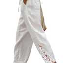 Acelitt Women Casual Lightweight Drawstring Elastic Waist Pants with Pockets, S-XXL (Medium, White)