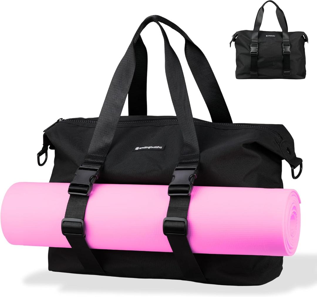 Yoga Mat Bag for Women Men - Large Carryall Tote with Shoulder Straps for Gym, Yoga, Pilates, Office, Travel, Weekender Bag by SMILING BUDDHA