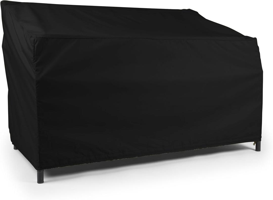 Covermates Classic Outdoor Patio Sofa Cover Heavy-Duty 12-Gauge Vinyl with Polyester Lining, Elastic Hem & Mesh Vent for Moderate Weather Protection, 62W x 32D x 34H, Black