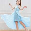 GRACE KARIN Girls Halter Neck Sequin Dress Kids Fancy Formal Party Christmas Sparkly Pageant Birthday Dresses (Blue, 10Y)