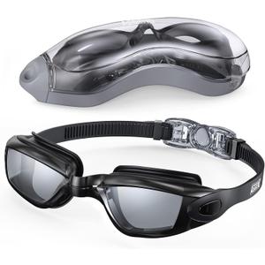 Aegend Swim Goggles, Swimming Goggles No Leaking Full Protection Adult Men Women Youth, Black-color Lens