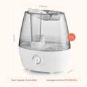 Cool Mist Humidifier - 2.2L Water Tank, for Bedroom, Baby, Quiet Ultrasonic Air Vaporizer, Adjustable Mist Level, 360 Nozzle Rotation, Auto-Shut Off, Large Area Humidifiers Easy Fill and Clean (Grey)