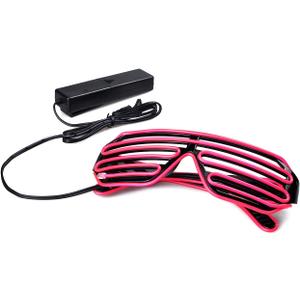 Aquat Light Up Shutter LED Neon Rave Glasses El Wire DJ Flashing Sunglasses Glow Costumes Voice Activated For 80s, EDM, Party RB02 (Pink, Black Frame)