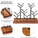 ALLCENER Countertop Bottle Rack, Tabletop Wood Bottle Holder, Hold 6 Bottles, Perfect for Home Decor & Kitchen Storage Rack, Bar, Cellar, Cabinet, Pantry, etc., Wood & Metal (Bronze)