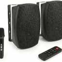 6.5 Inch Wall Mounted Bluetooth 5.4 Speakers, Peak 400W Indoor/Outdoor Waterproof Multi-Sync 200 Speakers/Auto-Pairing Auracast/Remote Control/BT Microphone for Patio/Garage/Home (Black, Pair)